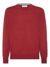 Brunello Cucinelli Red Crewneck Wool Sweater In Red