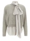 Brunello Cucinelli Cashmere Knit Sweater With Lavallière Blouse