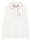 Brunello Cucinelli Cashmere Knit Sweatshirt With Hood In White
