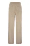 Brunello Cucinelli Cashmere Knit Trousers In Beige