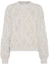 Brunello Cucinelli Crop Fit Cashmere Sweater With Micro-sequins In White
