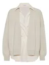Brunello Cucinelli Cashmere Layered Cardigan In Gray