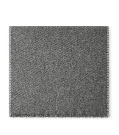 Brunello Cucinelli Cashmere Logo Scarf In Gray
