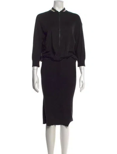 Pre-owned Brunello Cucinelli Cashmere Long Dress In Black