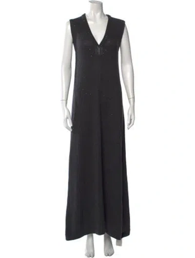 Pre-owned Brunello Cucinelli Cashmere Long Dress In Gray