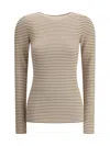 Brunello Cucinelli Women Cashmere Long Sleeve Jersey In Terra Rossa+bianco