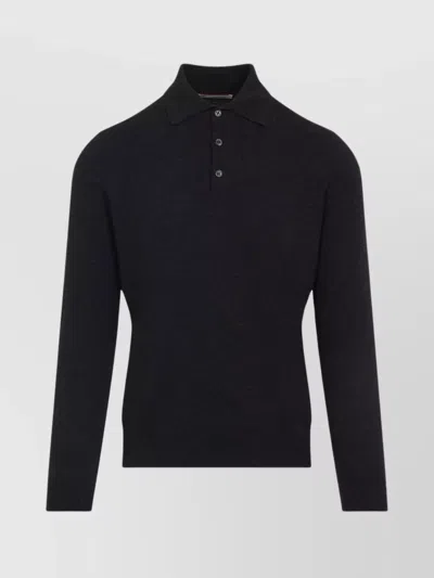 BRUNELLO CUCINELLI CASHMERE LONG SLEEVE POLO