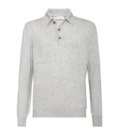 BRUNELLO CUCINELLI CASHMERE LONG-SLEEVE POLO SWEATER
