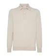 Brunello Cucinelli Cashmere Long-sleeve Polo Sweater In Neutral