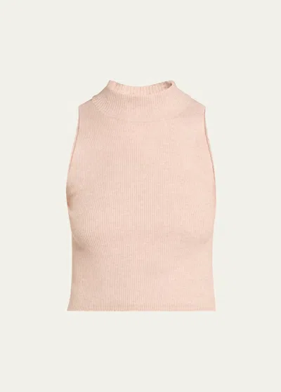 Brunello Cucinelli Cashmere Lurex Knit Shell Top In C9614 Pale Pink