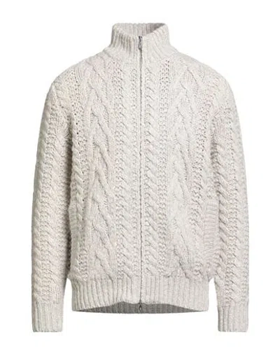 Brunello Cucinelli Cashmere Man Cardigan Off White Size 48 Lambswool, Cashmere, Virgin Wool In Gray