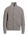 Brunello Cucinelli Cable-knit Mélange-effect Cardigan In Gray