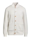 Brunello Cucinelli Cashmere Man Cardigan White Size 44 Virgin Wool, Cashmere, Silk, Polyamide, Elast In White