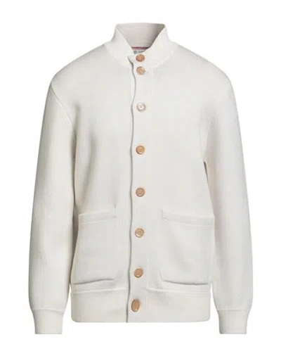 Brunello Cucinelli Cashmere Man Cardigan White Size 44 Virgin Wool, Cashmere, Silk, Polyamide, Elast