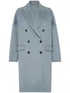 Brunello Cucinelli Cashmere Double-breasted Overcoat In Blue