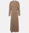 Brunello Cucinelli Hazelnut Color Midi Dress With Waist Belt In Brown