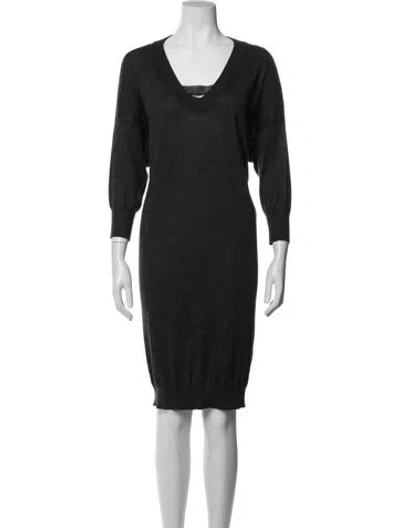 Pre-owned Brunello Cucinelli Cashmere Midi Length Dress In Black