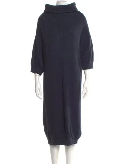 Pre-owned Brunello Cucinelli Cashmere Midi Length Dress In Blue