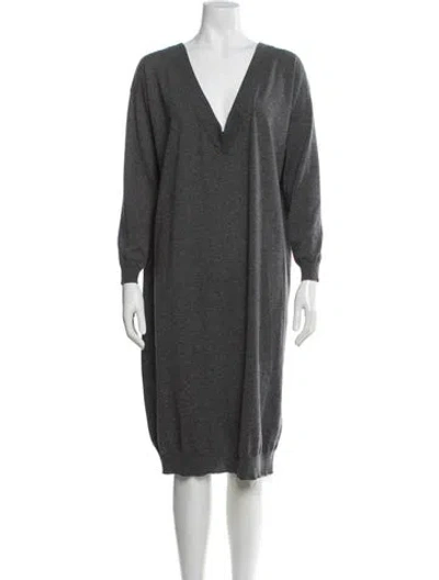 Pre-owned Brunello Cucinelli Cashmere Midi Length Dress In Gray