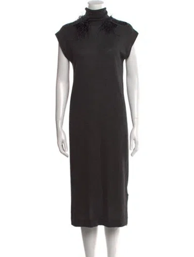 Pre-owned Brunello Cucinelli Cashmere Midi Length Dress In Gray