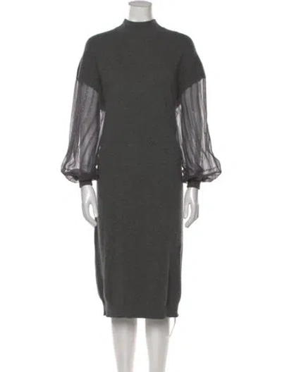 Pre-owned Brunello Cucinelli Cashmere Midi Length Dress In Gray