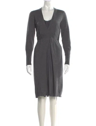Pre-owned Brunello Cucinelli Cashmere Midi Length Dress In Gray