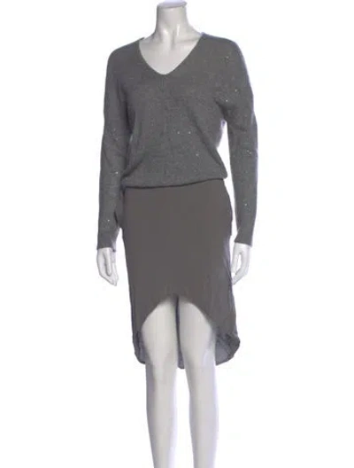 Pre-owned Brunello Cucinelli Cashmere Midi Length Dress In Grey