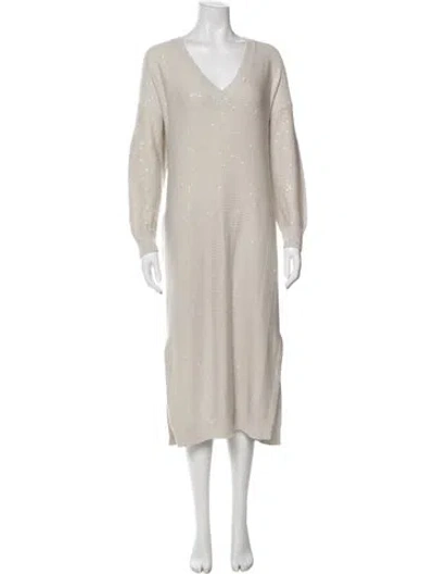 Pre-owned Brunello Cucinelli Cashmere Midi Length Dress In Neutral