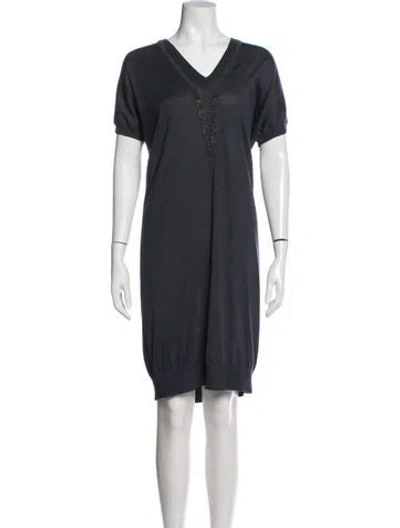 Pre-owned Brunello Cucinelli Cashmere Midi Length Dress W/ Tags In Grey