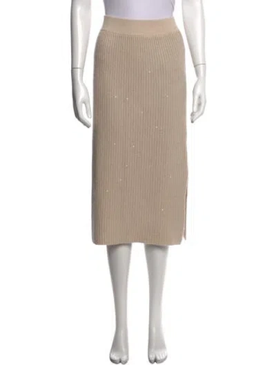 Pre-owned Brunello Cucinelli Cashmere Midi Length Skirt W/ Tags In Neutrals