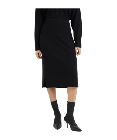 Brunello Cucinelli Cashmere Midi Skirt In Black