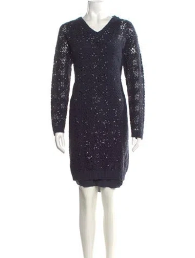 Pre-owned Brunello Cucinelli Cashmere Mini Dress In Blue