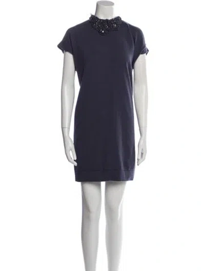 Pre-owned Brunello Cucinelli Cashmere Mini Dress In Blue