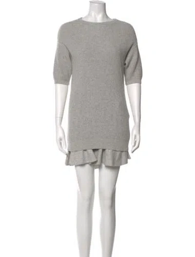 Pre-owned Brunello Cucinelli Cashmere Mini Dress In Gray