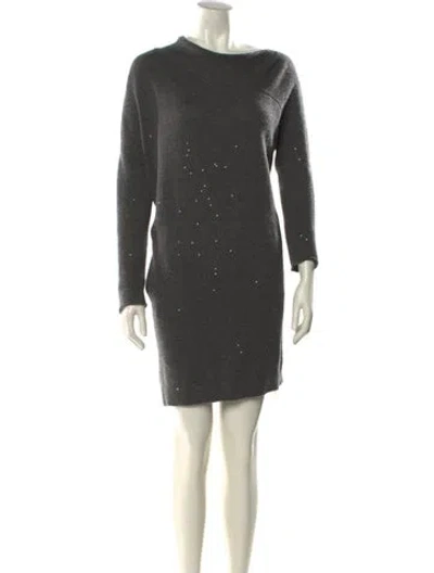 Pre-owned Brunello Cucinelli Cashmere Mini Dress In Gray
