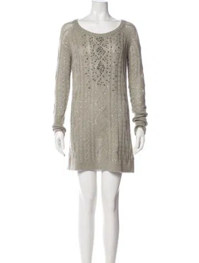 Pre-owned Brunello Cucinelli Cashmere Mini Dress In Gray