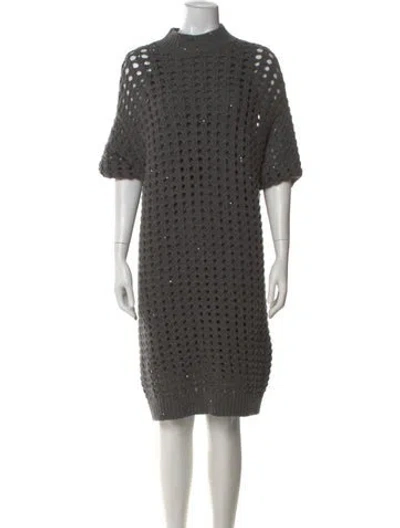 Pre-owned Brunello Cucinelli Cashmere Mini Dress In Gray