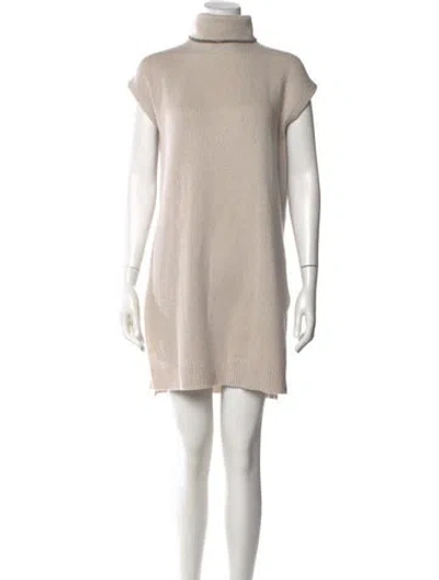 Pre-owned Brunello Cucinelli Cashmere Mini Dress In Neutral