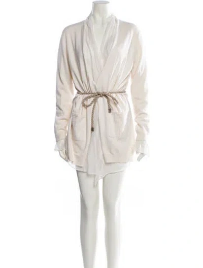 Pre-owned Brunello Cucinelli Cashmere Mini Dress In Neutral