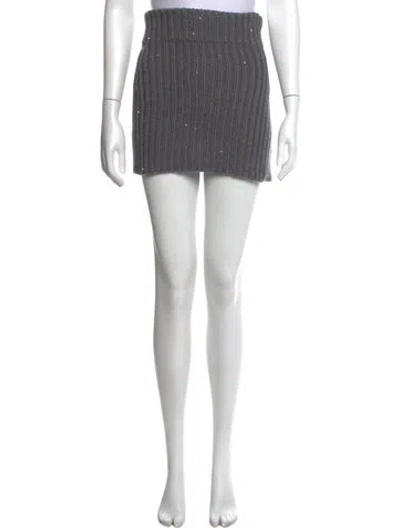 Pre-owned Brunello Cucinelli Cashmere Mini Skirt In Grey