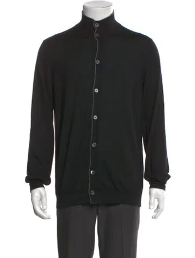 Pre-owned Brunello Cucinelli Cashmere Mock Neck Cardigan In Black