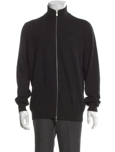 Pre-owned Brunello Cucinelli Cashmere Mock Neck Cardigan In Black