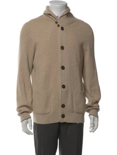 Pre-owned Brunello Cucinelli Cashmere Mock Neck Cardigan In Brown
