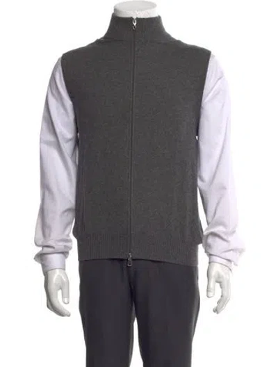 Pre-owned Brunello Cucinelli Cashmere Mock Neck Cardigan In Grey