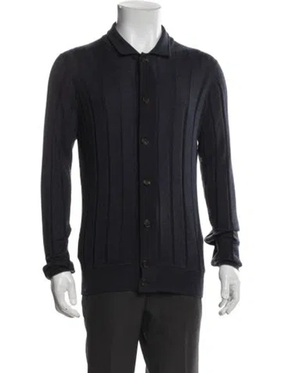 Pre-owned Brunello Cucinelli Cashmere Mock Neck Polo Sweater In Blue