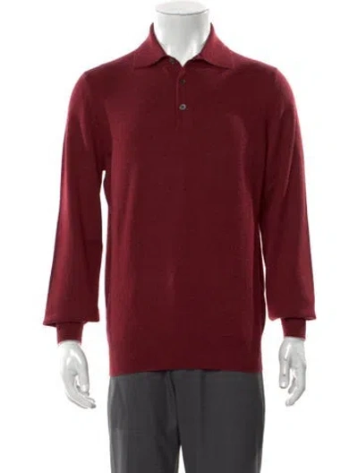 Pre-owned Brunello Cucinelli Cashmere Mock Neck Polo Sweater In Burgundy