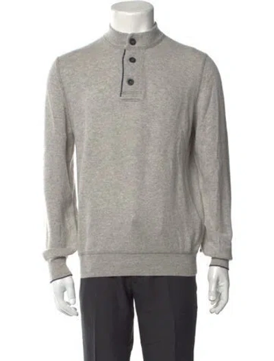 Pre-owned Brunello Cucinelli Cashmere Mock Neck Polo Sweater In Gray