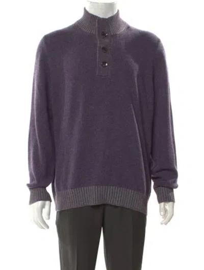 Pre-owned Brunello Cucinelli Cashmere Mock Neck Polo Sweater In Purple