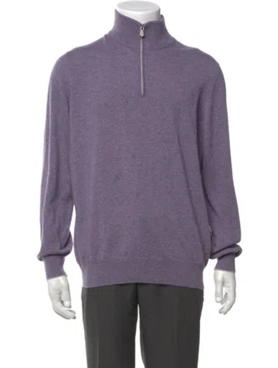 Pre-owned Brunello Cucinelli Cashmere Mock Neck Polo Sweater In Purple