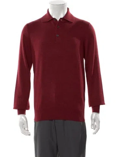 Pre-owned Brunello Cucinelli Cashmere Mock Neck Polo Sweater W/ Tags In Red